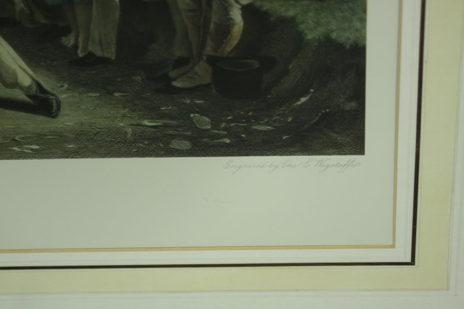 Charles E. Wagstaffe- Hand coloured engraving ,'The Golfers, A Grand Match Played Over St. Andrew' - Image 4 of 10