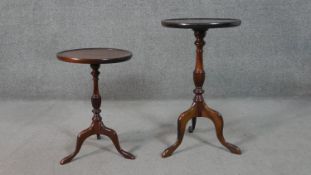 A Georgian style mahogany wine table on tripod cabriole supports along with a similar table. H.64