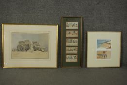 David Roberts, lithograph, temple ruins on the Nile at Kom Ombo, dated 1838 and signed in plate