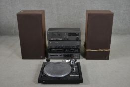 A pair of KEF Carina II, Type SP3017, 80W speakers along with a Dual 505 table top, NAD stereo