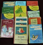 A Collection of approximately twelve hardback vintage children's Barbar books by Jean de Brunhoff,
