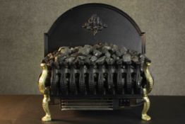 A Burley electric fire, in the form of an 18th century fire basket on brass legs. H.47 W.47 D.31cm.
