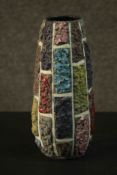 A mid century Italian ceramic brick design vase by Fratelli Fanciullacci, numbered to base. H.25