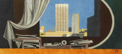 Trevor Frankland (1931-2011), London City View, watercolour and acrylic, signed lower right, RWS &