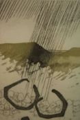Jerome Rothenberg (b.1931), limited edition abstract etching of a landscape, edition 27/30,