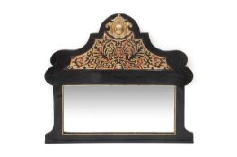 A BOULLE STYLE FAUX TORTOISHELL AND GILT BRONZE MOUNTED WALL MIRROR