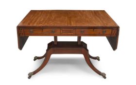 A REGENCY MAHOGANY AND EBONY LINE INLAID SOFA TABLE