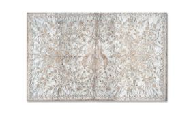 A 19TH CENTURY OTTOMAN GOLD AND SILVER THREAD AND SILK EMBROIDERED BANNER