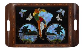 A FIRST HALF 20TH CENTURY BUTTERFLY WINGS TRAY