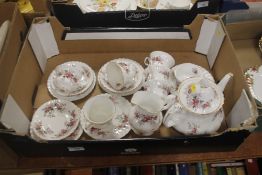 A TRAY OF ROYAL ALBERT LAVENDER ROSE TEA AND DINNERWARE (TRAY NOT INCLUDED)