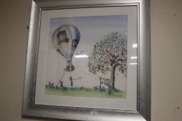 A FRAMED AND GLAZED CATHERINE STEPHENSON PRINT SIGNED TO THE LOWER RIGHT 70 CM X 70