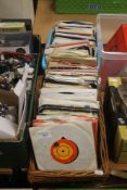 TWO TUBS OF CIRCA 140 SINGLES RECORDS FROM 1960'S, 70'S 80'S AND 90'S
