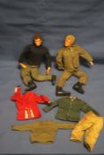 TWO VINTAGE ACTION MAN FIGURES TOGETHER WITH ACCESSORIES