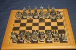AN UNBOXED WHITE METAL |THE TRAFALGAR| CHESS SET