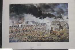 A FRAMED AND GLAZED DAVID ROWLANDS PRINT TITLED |THE 33RD OR 1ST WEST RIDING REGIMENT AT THE