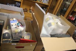 A BOX OF SEWING ACCESORIES TOGETHER WITH A BOX OF CRAFT ITEMS