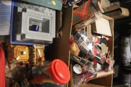 TWO TRAYS OF SUNDRIES TO INCLUDE BOOKS, LEGO, DOLLS ETC (TRAYS NOT INCLUDED)