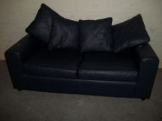 A MODERN LEATHER TYPE SMALL 3 SEATER SOFA