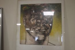 A FRAMED AND GLAZED PORTRAIT WITH SIGNATURE