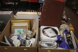 TWO TRAYS OF CERAMICS TO INCLUDE PICTURE PLATES (TRAYS NOT INCLUDED)