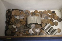 A BOX CONTAINING BRITISH COINS