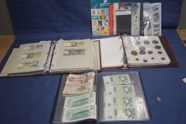 A COLLECTION OF BANKNOTES CONTAINED IN 2 ALBUMS TO INCLUDE MEXICAN, POLISH, AMERICAN DOLLARS,