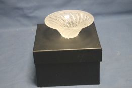 A SMALL LALIQUE BOWL IN ORIGINAL BOX