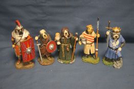FIVE ROBERT HARROP DOGGIE PEOPLE TO INCLUDE A ROMAN CENTURION, AND KING ARTHUR