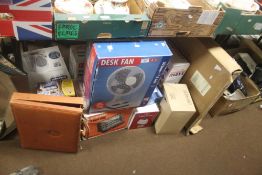 A QUANTITY OF ASSORTED ELECTRICALS ETC TO INCLUDE A FAN, TOASTER ETC