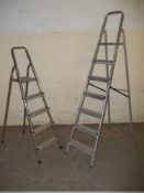 TWO SETS OF ALUMINIUM STEP LADDERS
