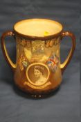 ROYAL DOULTON 1953 CORONATION, LOVING CUP. LIMITED EDITION 915/1000, A PORTRAIT OF QUEEN ELIZABETH