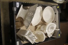 A QUANTITY OF ROYAL CREAM WARE TO INCLUDE A CLOCK, LIDDED POTS ETC (TRAYS NOT INCLUDED)