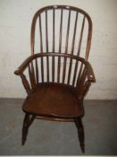 AN ANTIQUE ASH WINDSOR STYLE CHAIR