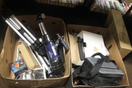 A TELESCOPE ON TRIPOD TOGETHER WITNH VARIOUS RADIOS ETC