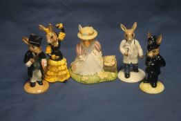 A COLLECTION OF 5 ROYAL DOULTON BUNNYKINS FIGURES