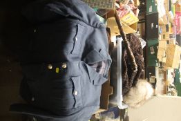 AN RAF JACKET TOGETHER WITH A COLLECTION OF FUR HATS ETC