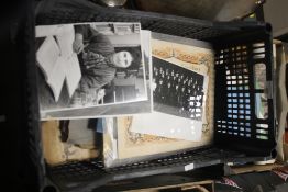 TWO TRAYS OF EPHEMERA AND PHOTOGRAPHS, TO INCLUDE MILITARY AND TRANSPORT INNTEREST