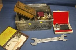 A QUANTITY OF COLLECTABLES TO INCLUDE COINS, METALWATRE |KING-DICK| SPANNER ETC