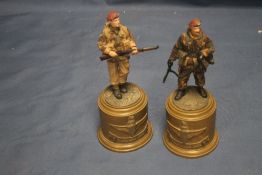 TWO ROYAL HAMPSHIRE PAINTED PEWTER FIGURES COMMEMORATING ARNHEM 1944 AND FALKLANDS 1982