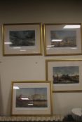 FOUR FRAMED AND GLAZED DAVID CARTWRIGHT PRINTS DEPICTING BATTLE SCENES