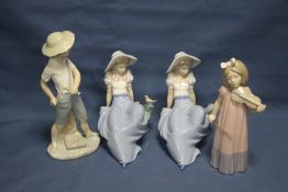 A COLLECTION OF FOUR NAO\LLADRO FIGURES SOME a/F