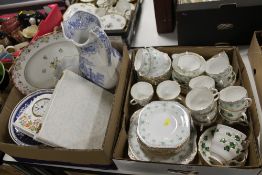 TWO TRAYS OF ASSORTED CHINA AND CERAMICS TO INCLUDE GRAFTON DUNOON CHINA, AYNSLEY ETC.