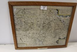 A HAND COLOURED MAP OF STAFFORDSHIRE MARKED WILLIAM KIPP
