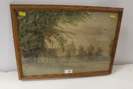A FRAMED AND GLAZED OF A MANOR HOUSE SIGNED MARTIN BORCH 1911