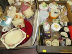TWO TRAYS OF ASSORTED CERAMICS TO INCLUDE A SADLER 'THE TENNIS MATCH' NOVELTY TEAPOT, OTHER