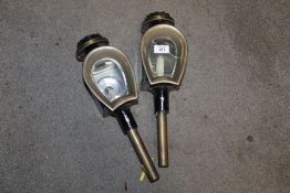 A PAIR OF VINTAGE COACHING LANTERNS