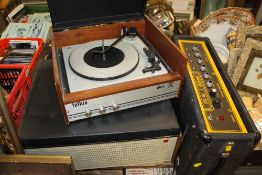 A 1970's AUGUST PA AMP TOGETHER WITH A MURPHY VALVE RECORD PLAYER AND A SET IV RECORD PLAYER