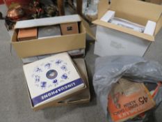 A MODERN BOXED TURNTABLE AND STEREO, TOGETHER WITH A QUANTITY OF SHEET MUSIC AND LINGUAPHONE