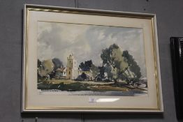 BARKER (XX). British School. an impressionist wooded landscape with church. Signed lower left,