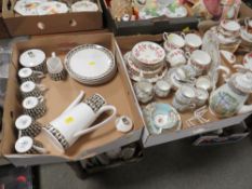 A TRAY OF ASSORTED CHINA TO INCLUDE ROYAL ALBERT SILVER BIRCH, ROYAL STAFFORD ETC, TOGETHER WITH A